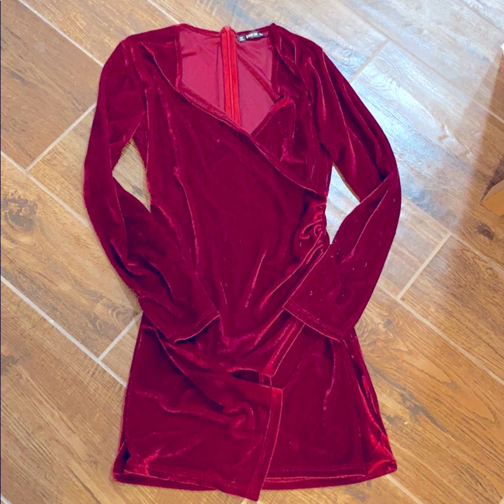 Deep red velvet dress
